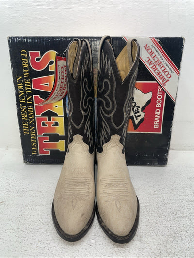 New Men’s Cream Texas Brand Cowboy Boots. M 629 7.5 7 1/2 D. 1-84