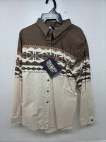 New Women’s Brooks & Dunn Tan Design Long Sleeve Pearl Snap XL II-24 