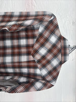 New Kids ELY Cattleman Orange Plaid Long Sleeve Pearl Snap Size 12 DD-37