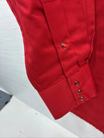 New Men’s White Horse Western Red Long Sleeve Pearl Snap Medium V-13  