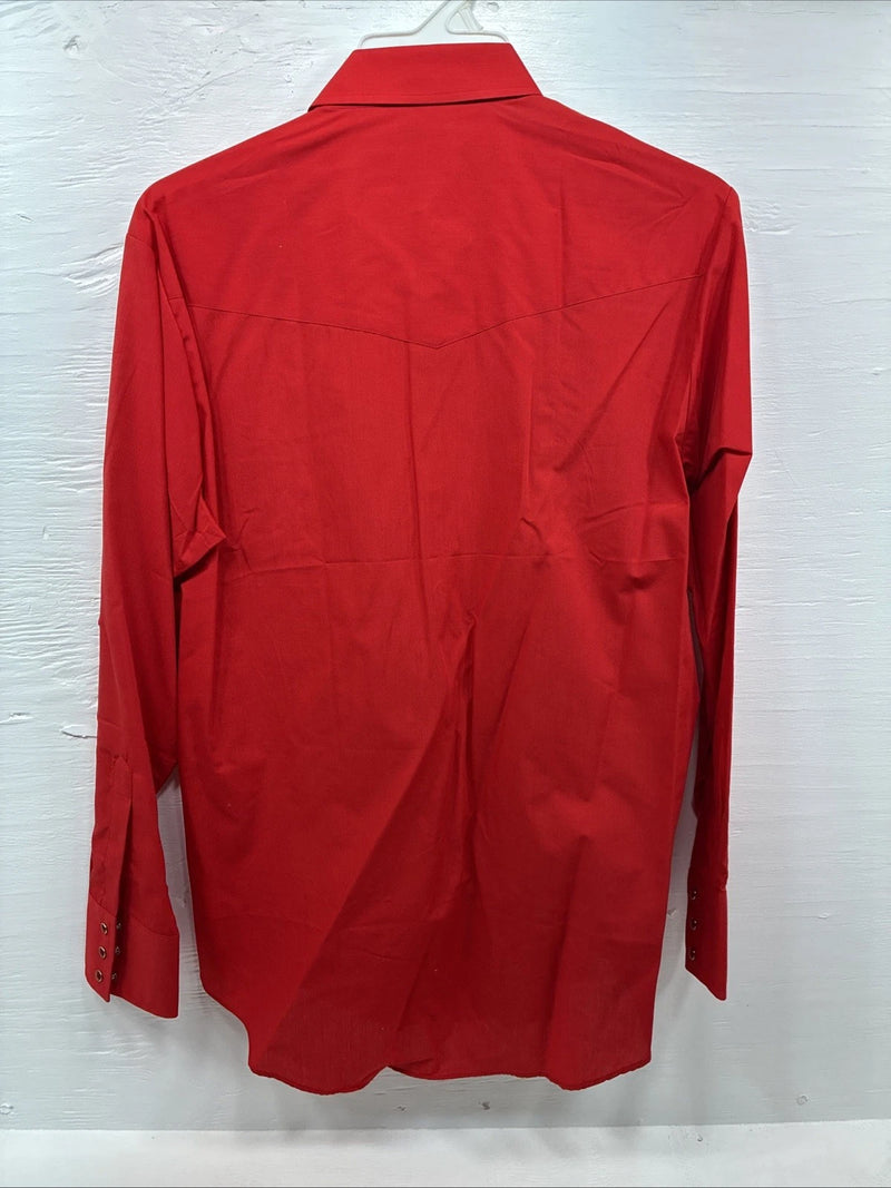 New Men’s ELY Cattleman Red Western Long Sleeve Pearl Snap 16.5 X 35 Large T-63