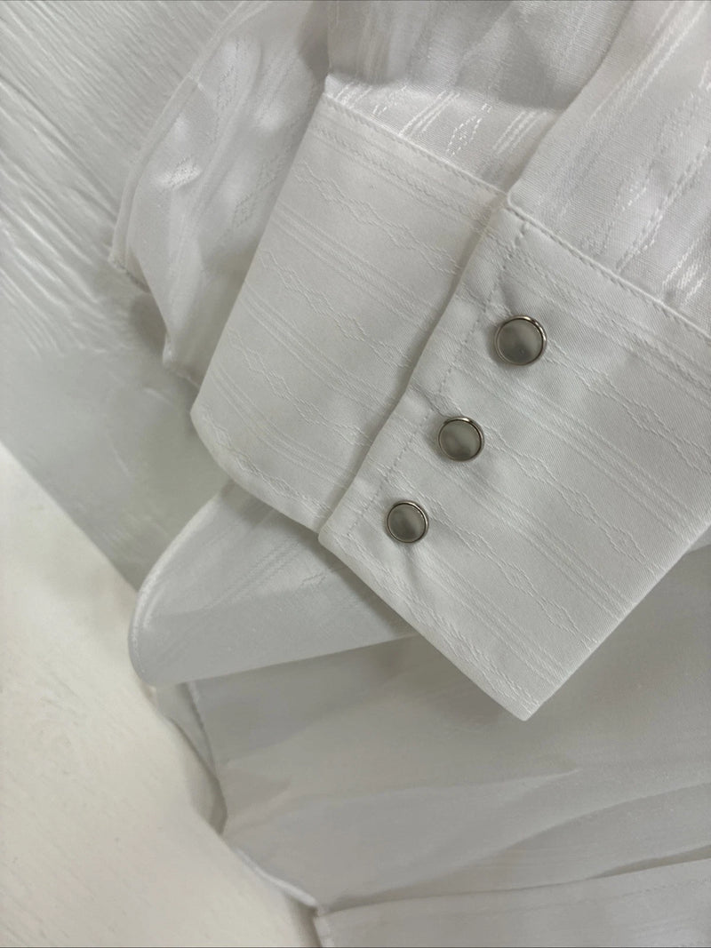 New Men’s ELY Cattleman White Stripe Long Sleeve Pearl Snap 18.5 X 35 2XL F-64