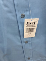 New Men’s ELY Cattleman Blue Someone Short Sleeve Pearl Snap 17 XL O-28