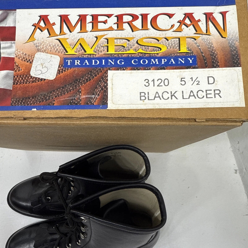 NEW American West Trading Company Cowboy Boots Black Lacer Boot Size 5.5D. 1-14