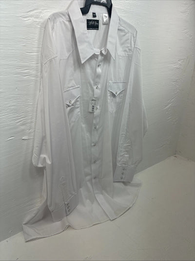 New Men’s White Horse White Long Sleeve Pearl Snap 4XL E-95