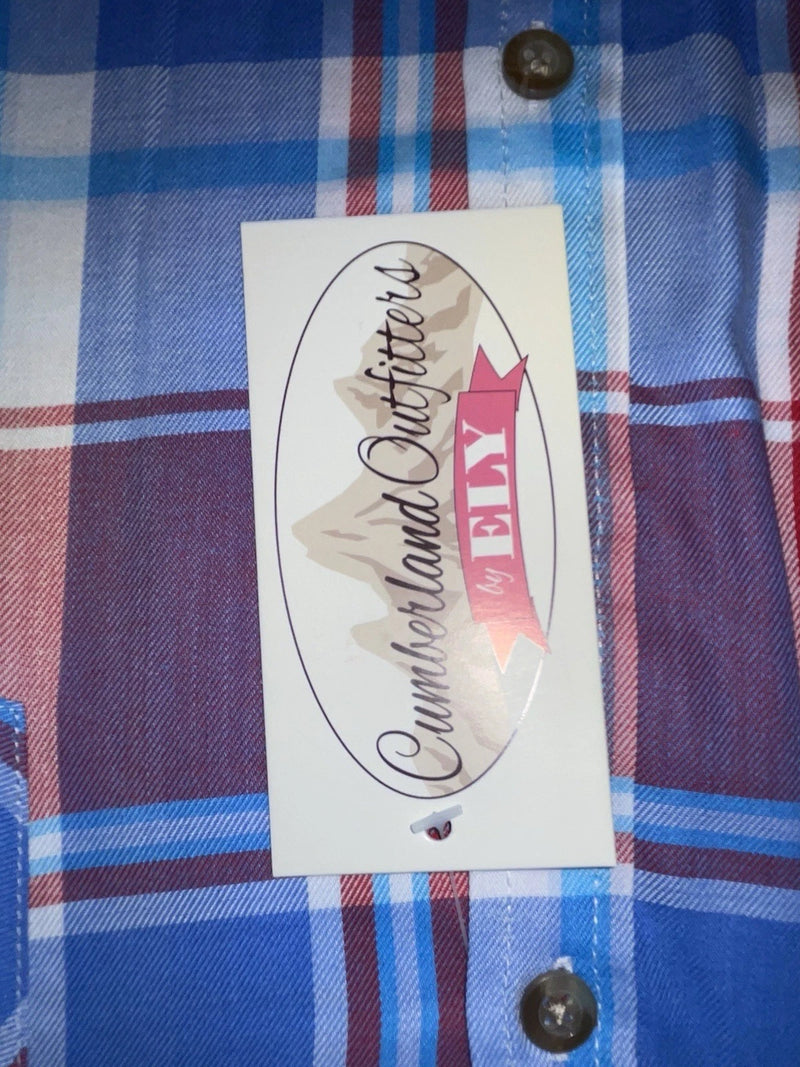New Women’s Plaid Cumberland Outfitters Cut Off Button Up Shirt L #14119 3B-49