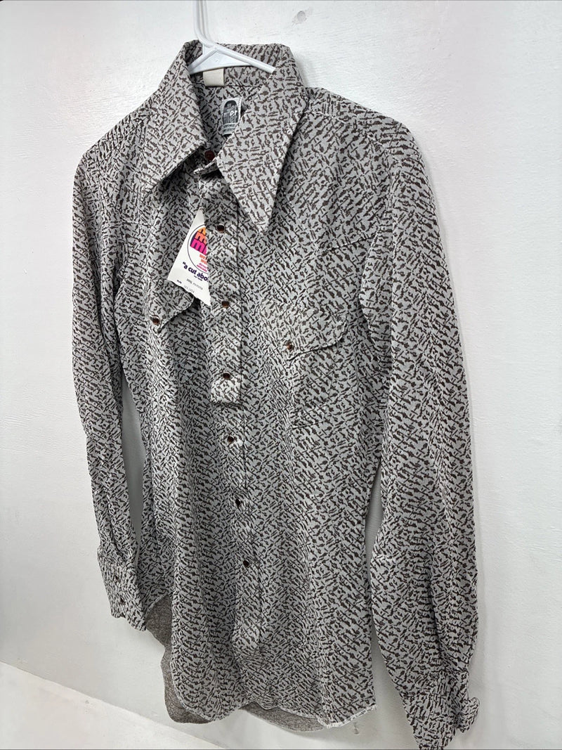 New Women’s Miller Brown Design Long Sleeve Pearl Snap Size 15 MM-27