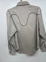 New Women’s White Horse Tan Design Long Sleeve Pearl Snap Large LL-29