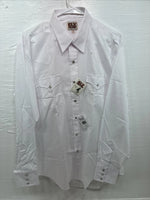 New Men’s ELY Cattleman White Long Sleeve Pearl Snap 16.5 X 36 Large X-105