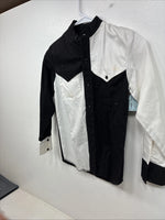 New Kids Cowboy Threads Black White Long Sleeve Button Up Size 10 TT-26