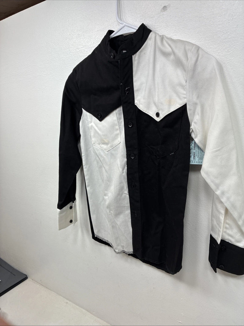 New Kids Cowboy Threads Black White Long Sleeve Button Up Size 10 TT-26