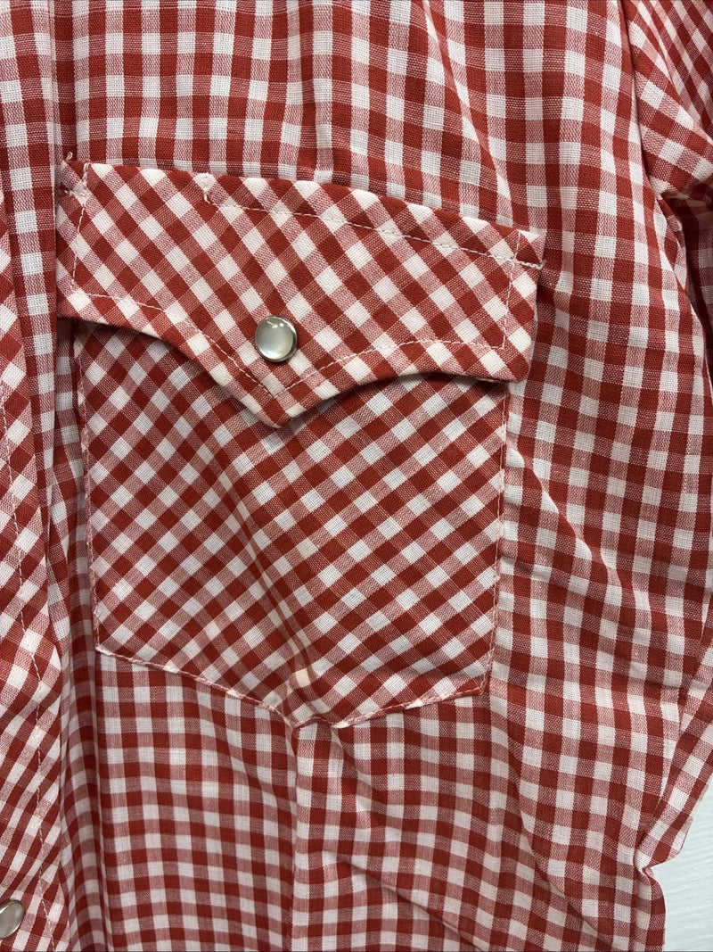 New Men’s Western Shirts Red Checkered Short Sleeve Pearl Snap  Small J-71