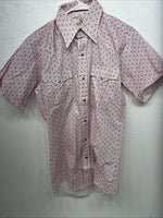 New Men’s Pink Permanent Press Short Sleeve Pearl Snap Shirt Medium P-24