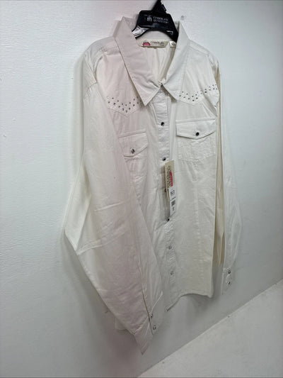 New Women’s Cumberland White Gem Long Sleeve Pearl Snap 3XL GG-89