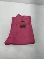 New Women’s Pink Wrangler Cowboy Cut Pro Rodeo Denim Jeans. 7x32 O-11