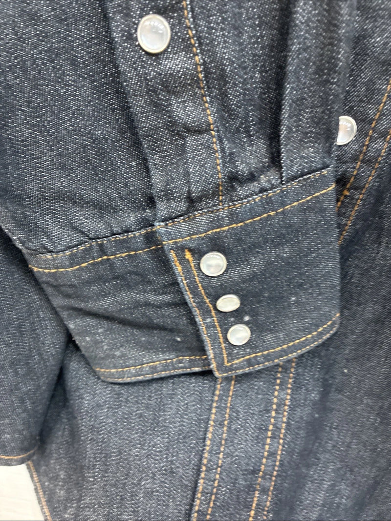 New Men’s ELY Cattleman Dark Wash Jean Long Sleeve Pearl Snap XL Q-44
