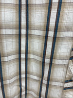 New Men’s ELY 1878 Brown Blue Plaid Long Sleeve Pearl Snap XL V-28