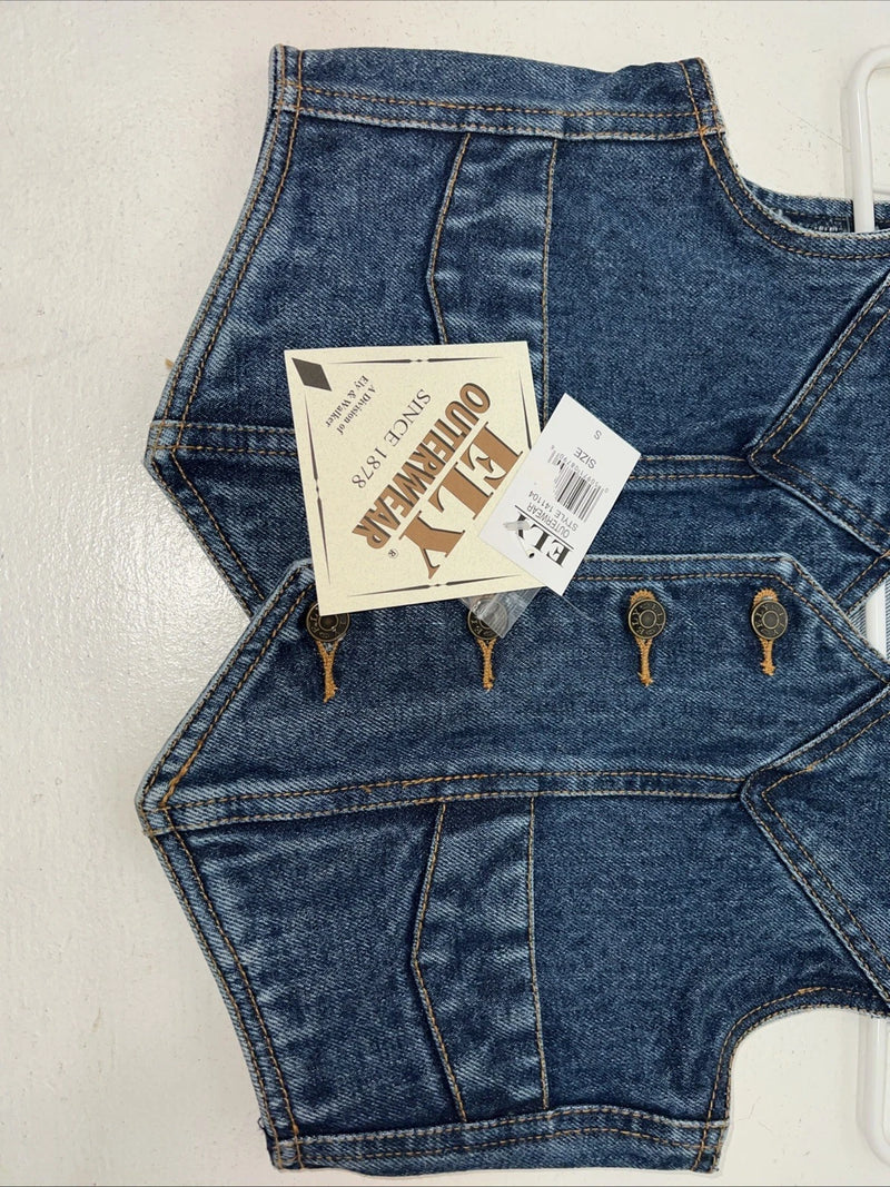 New Children’s ELY Outerwear Denim Short Sleeve Button Up Tank S #141104 3C-51