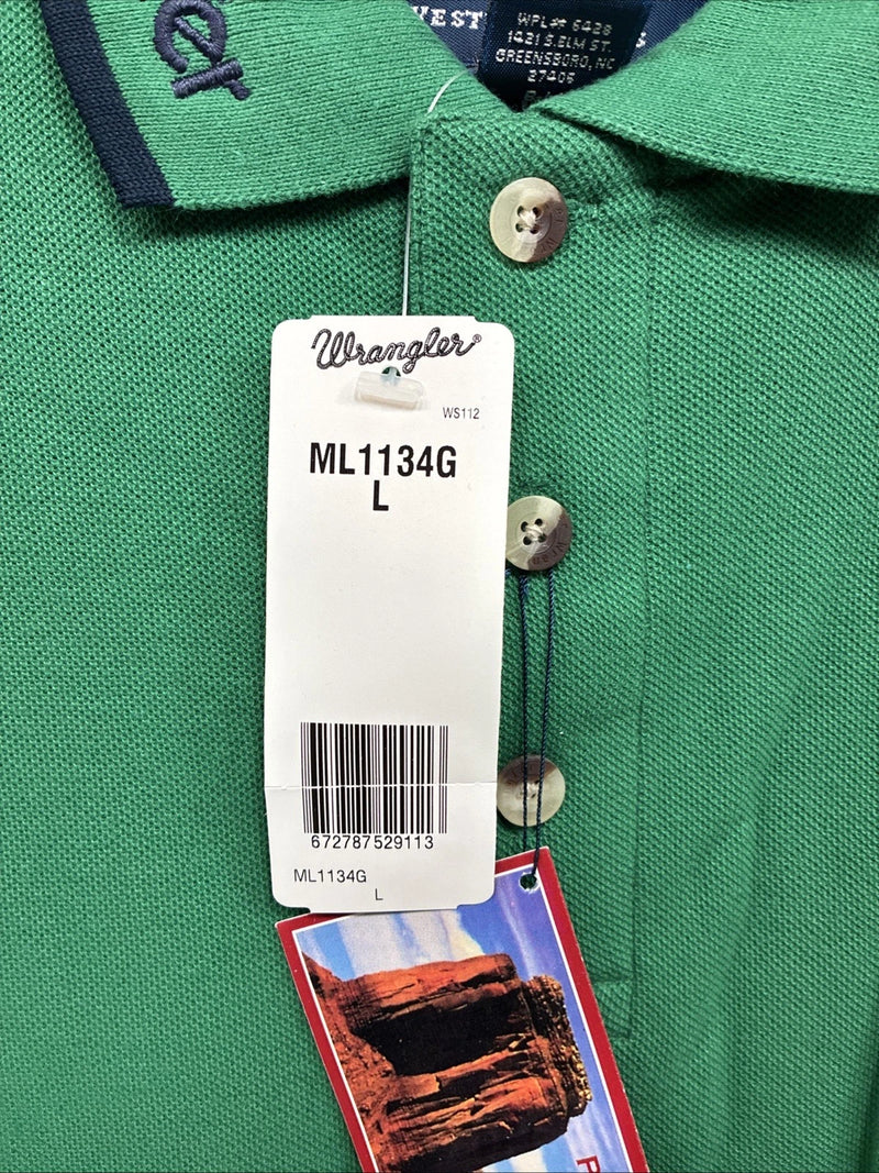 New Men’s Wrangler Green Short Sleeve Polo Shirt Large CC-65