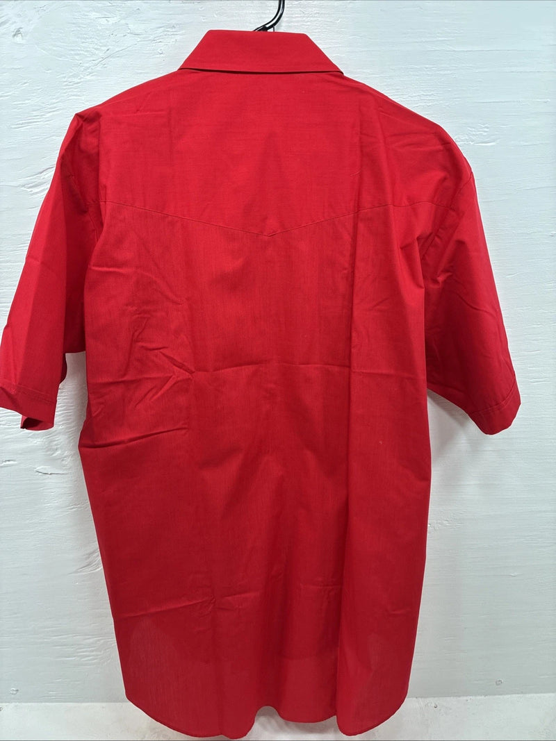 New Men’s ELY Cattleman Red Short Sleeve Pearl Snap 18 2XL AA-110