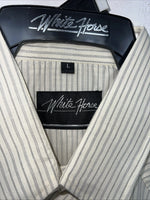 New Men’s White House Yellow Stripped Short Sleeve Pearl Snap Shirt. Large P-75
