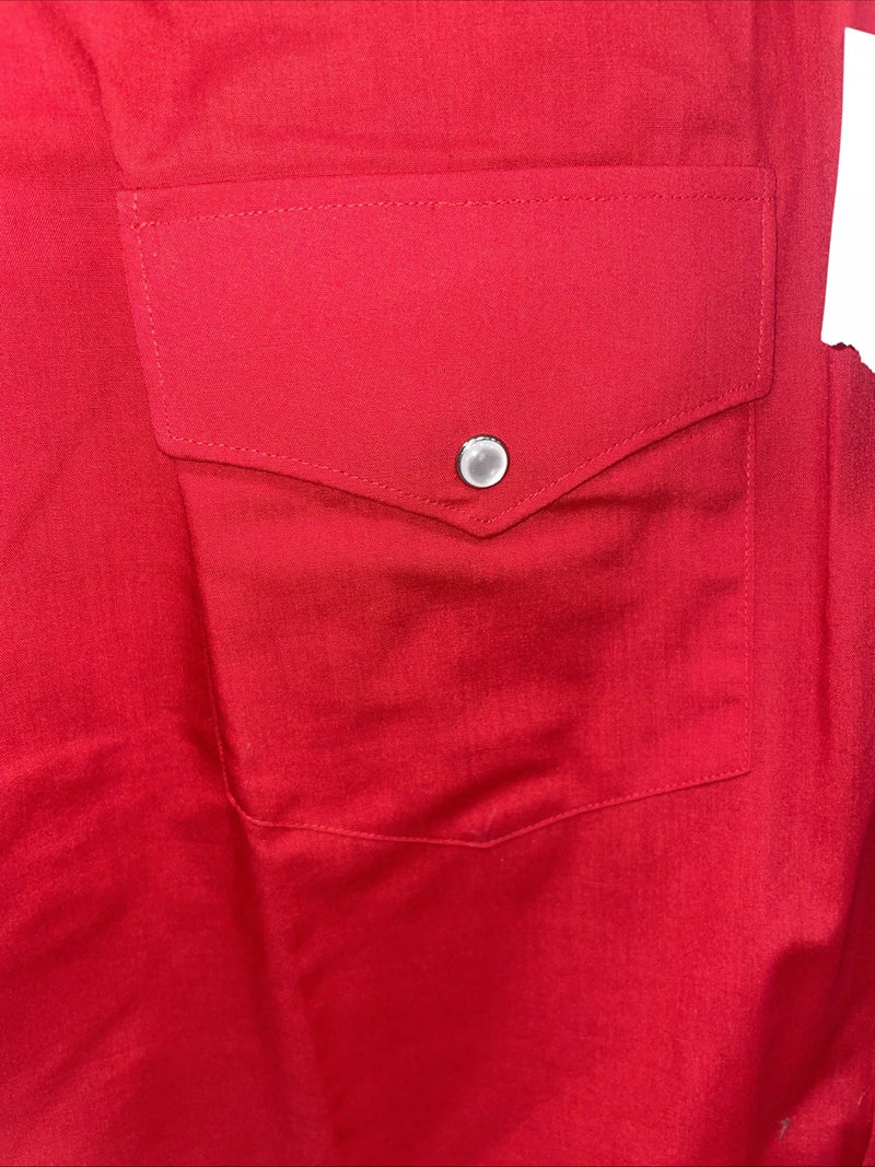 New men’s White Horse Red Short Sleeve Pearl Snap Medium B-82