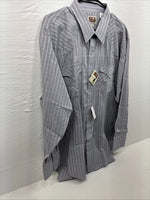 New Men’s ELY Cattleman Gray deigned Long Sleeve Pearl Snap 18 X 36 2XL F-74