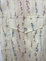 New Women’s White Horse Yellow Floral Short Sleeve Pearl Snap Medium II-97