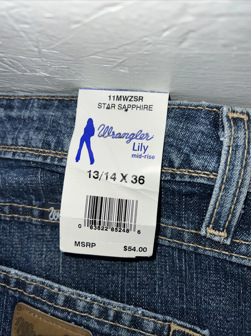 New Women’s Wrangler Mid Rise Regular Fit Denim Jeans. 13/14x36 L-13