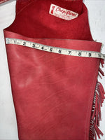 NOS Red Chap-Parel Show Chaps With Fringe Adjustable Waist 38” I-74