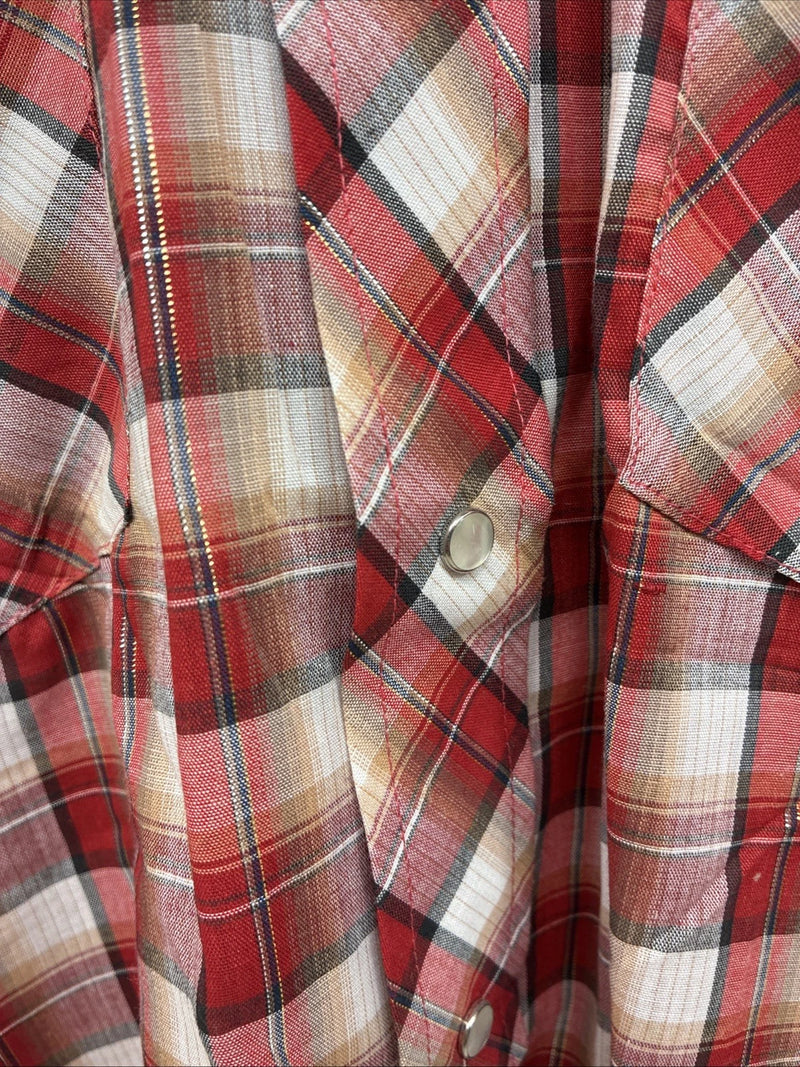 New Men’s Champion Westerns Red Plaid Long Sleeve Pearl Snap 16 X 35 Large Q-84