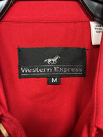 New Men’s White Horse Western Red Long Sleeve Pearl Snap Medium V-13  