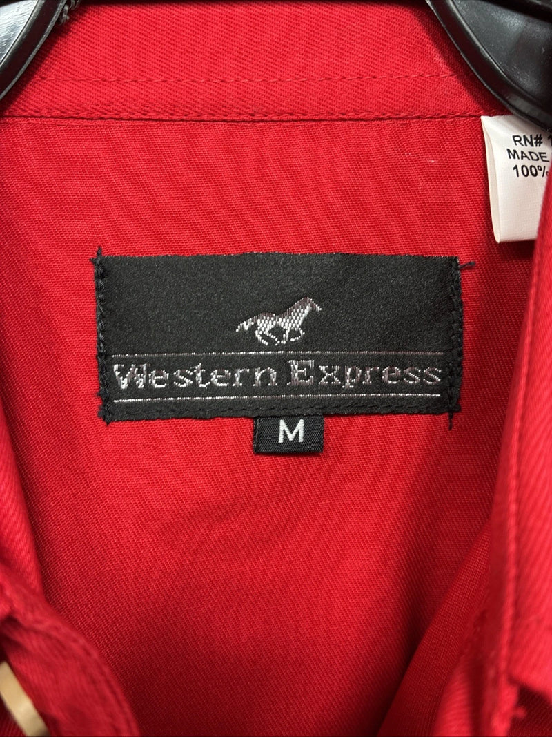 New Men’s White Horse Western Red Long Sleeve Pearl Snap Medium V-13  