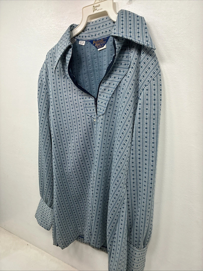 New Women’s Panhandle Slim Blue Design Half Zip Long Sleeve Size 38 YY-9