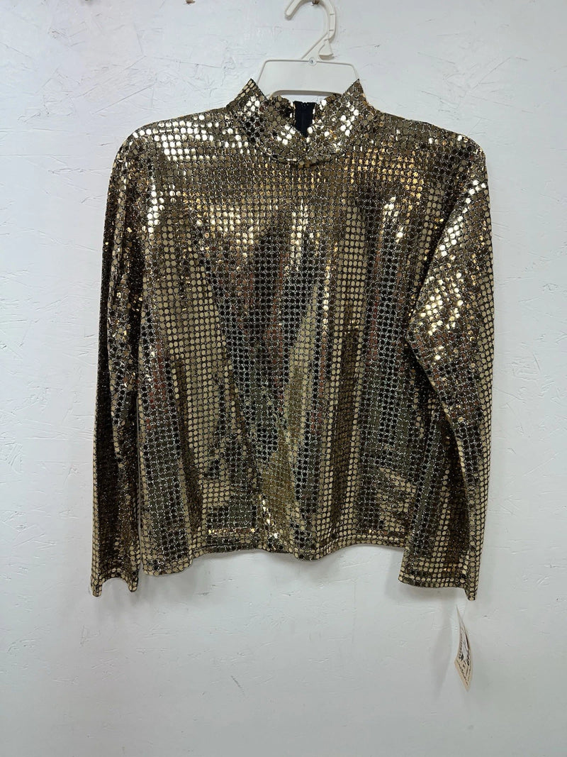 New Women’s 1849 Authentic Ranchwear Gold Half Zip Western Show Shirt XL UU-39