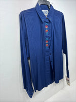 New Womens Wrangler Blue Designed Long Sleeve Button Up Large II-86
