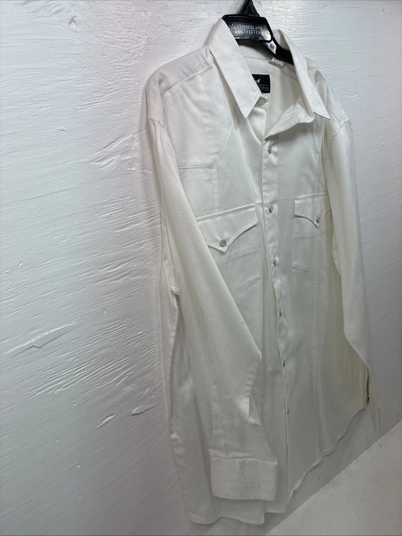 New Men’s Western Express White Western Long Sleeve Pearl Snap Large AA-40