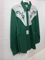 New Teens Country Charmers Green Long Sleeve Pearl Snap Large CC-98