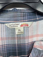 New Women’s Cumberland Pink Purple Plaid Long Sleeve Button Up XL GG-85