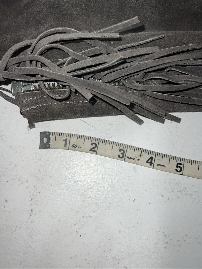 NOS Gray Show Chaps With Fringe Adjustable Waist 38” L-31