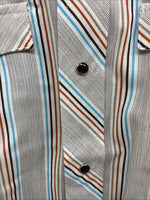 New Men’s Tem Tex Brown Stripe Long Sleeve Pearl Snap 16 Large X-46