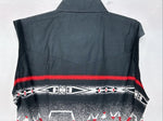 New women’s Cumberland Black White Design Short Sleeve Button Up Large MM-123