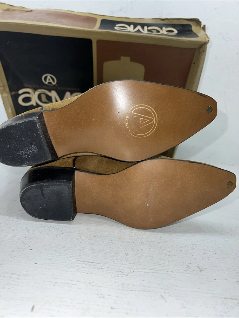 New Women’s Tan Roughout Acme Cowboy Boots. 8732 6 C. 19-9