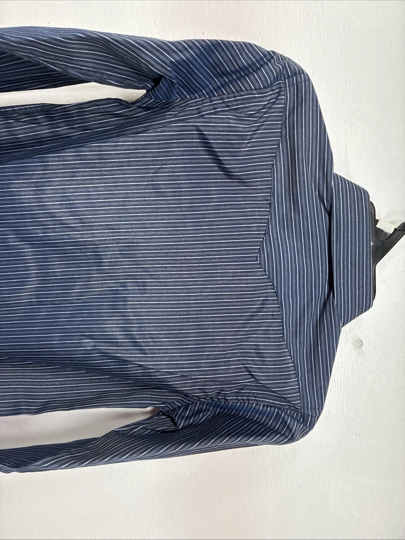 New Kids White Horse Blue Stripe Long Sleeve Pearl Snap Small DD-137
