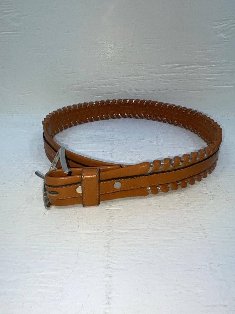 New Brown Genuine Leather Circle Y Weaved 30” Belt #8388 JJ-155