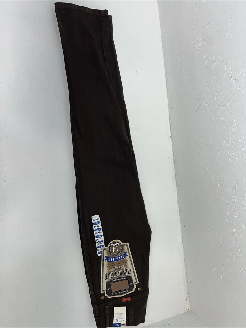 New Men’s Brown Cowboy Cut Slim Fit Wrangler Jeans. 13x32 G-6