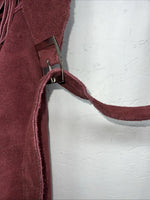 New Burgundy Congress Leather Show Chaps With Fringe Adjustable Waist 42” L N-41