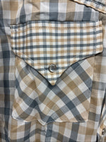 New Men’s Stockman Yellow Blue Plaid Long Sleeve Pearl Snap 14.5 X 33 Small R-21