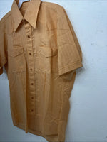 New Men’s Orange Permanent Press Short Sleeve Button Up Shirt. 15.5 M S-16