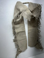 New Tan Equi-Grip Show Chaps With Fringe Adjustable Waist 42” L-32